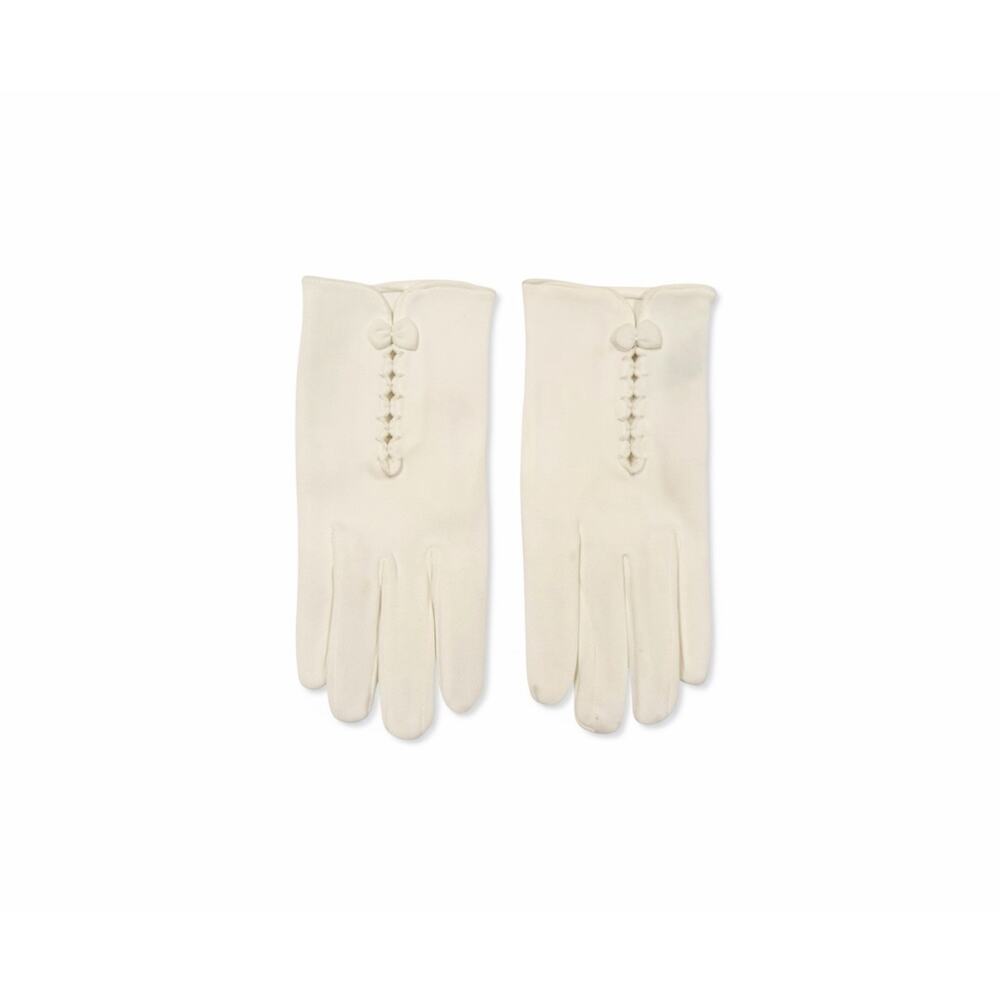 Vintage Children's White Nylon Gloves Embroidered Cutouts Mother’s Day Gift